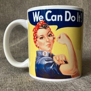 Ceramic Coffee Mug Cup Featuring Rosie the Riveter "We Can Do It" World War 2